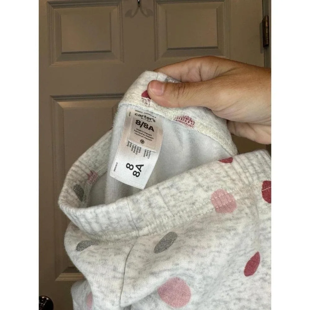 Carters Girls Fleece Polka Dot Leggings Size‎ 8 NWOT